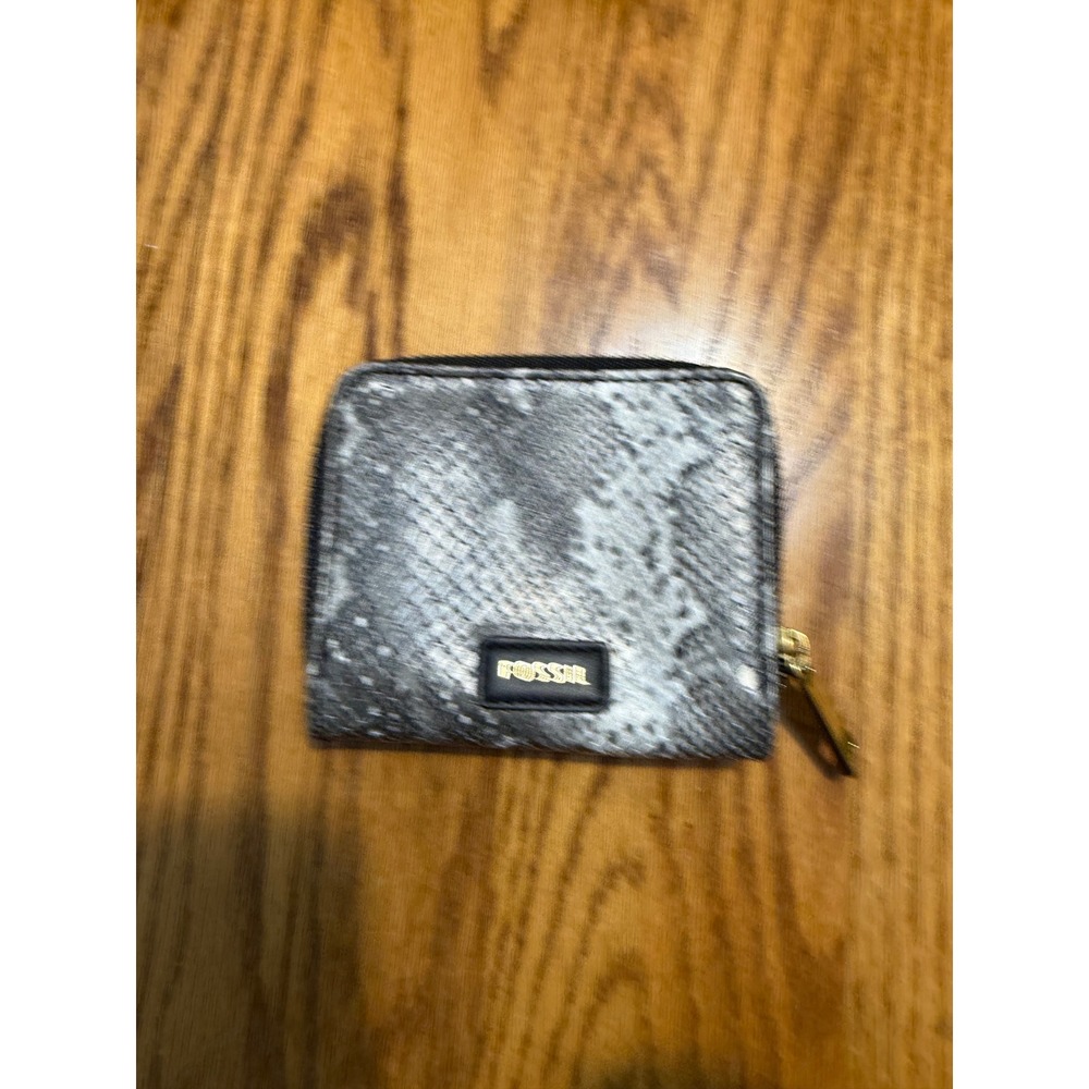 Fossil Logan Small Bifold Wallet Snakeskin Grey White SWL2333